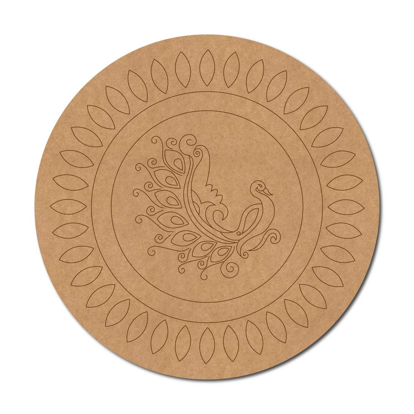 Peacock Pre Marked Round MDF Design 10
