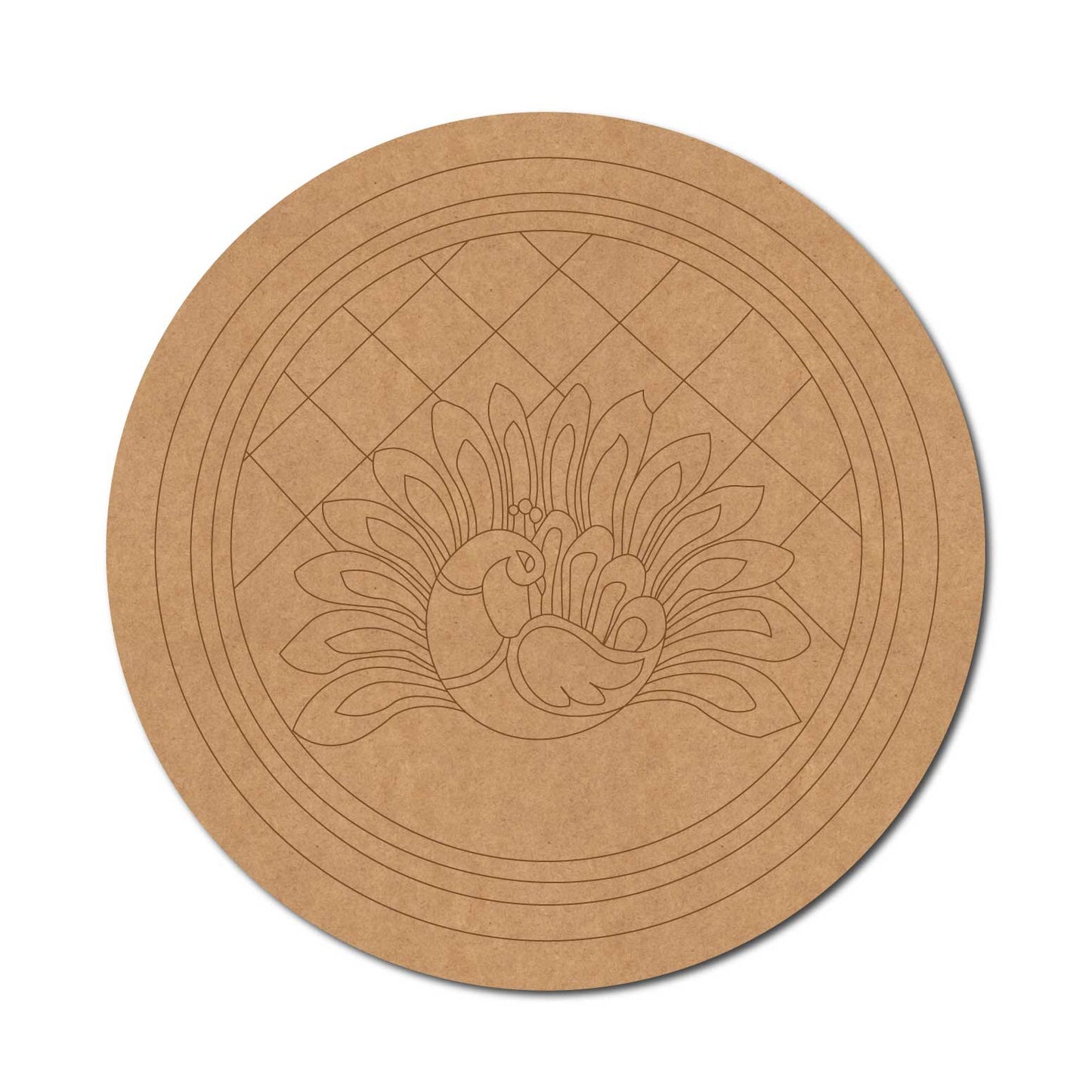 Peacock Pre Marked Round MDF Design 9