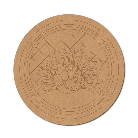 Peacock Pre Marked Round MDF Design 9