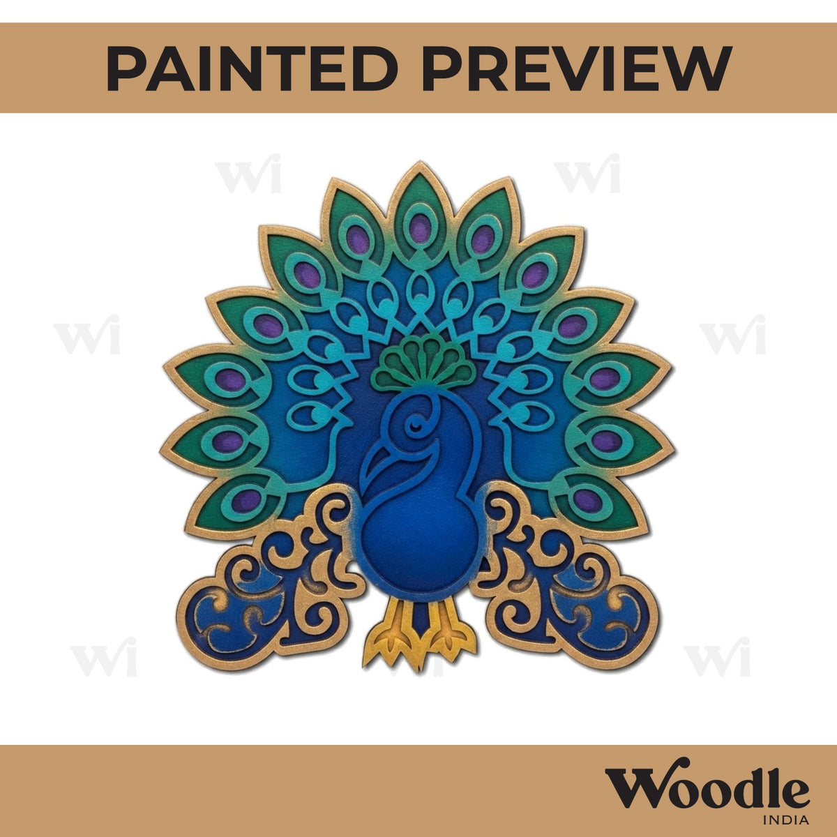 Peacock Reusable Rangoli Base MDF Design 3