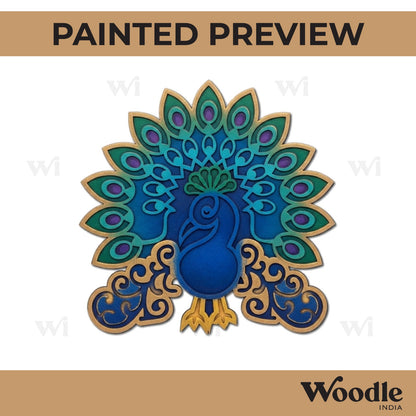 Peacock Reusable Rangoli Base MDF Design 3