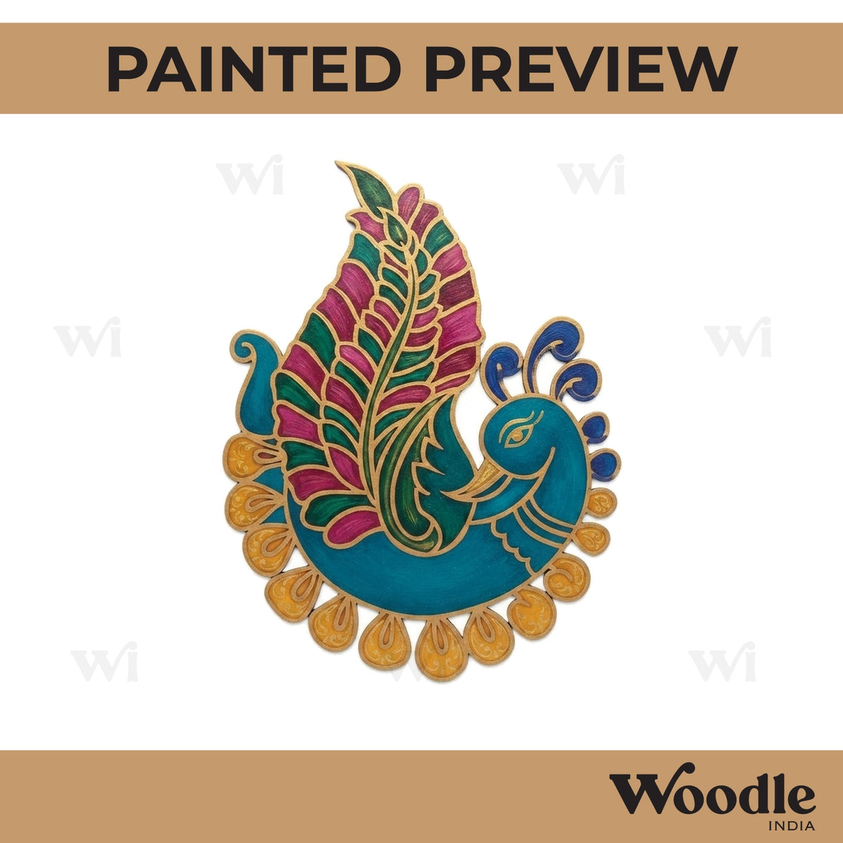 Peacock Reusable Rangoli Base MDF Design 6