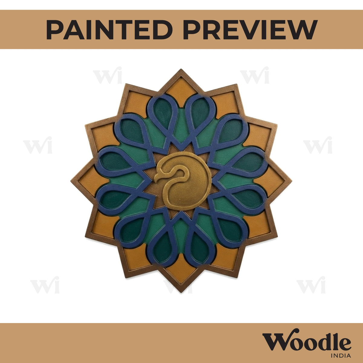 Peacock Reusable Rangoli Base MDF Design 7