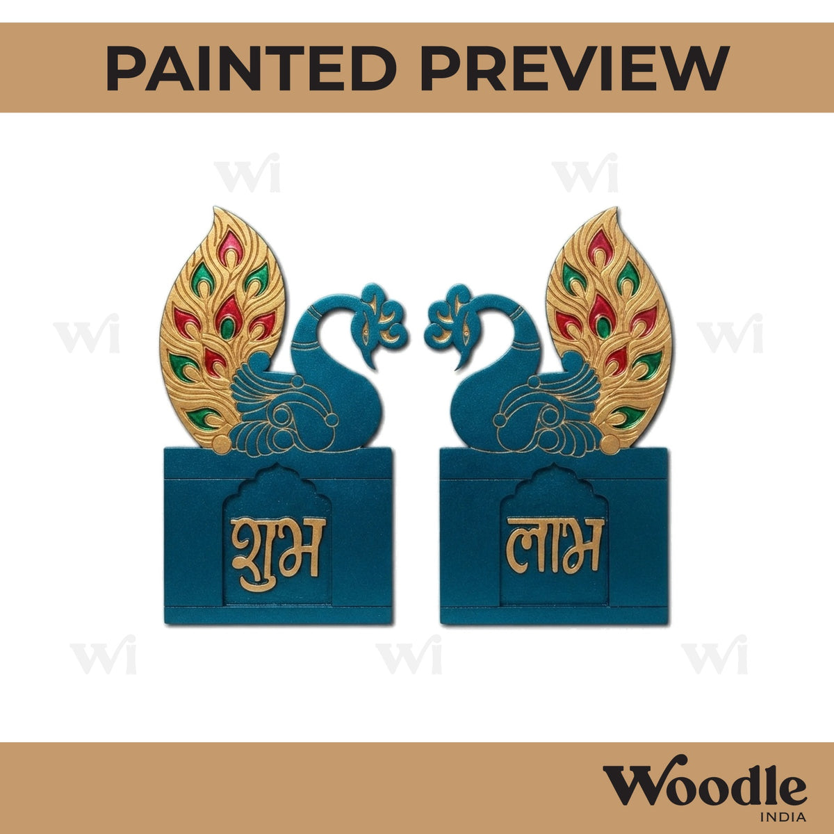 Peacock Shubh Labh Pre Marked Base MDF Design 1