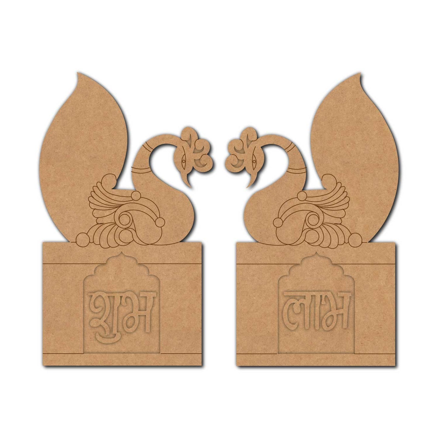 Peacock Shubh Labh Pre Marked Base MDF Design 1