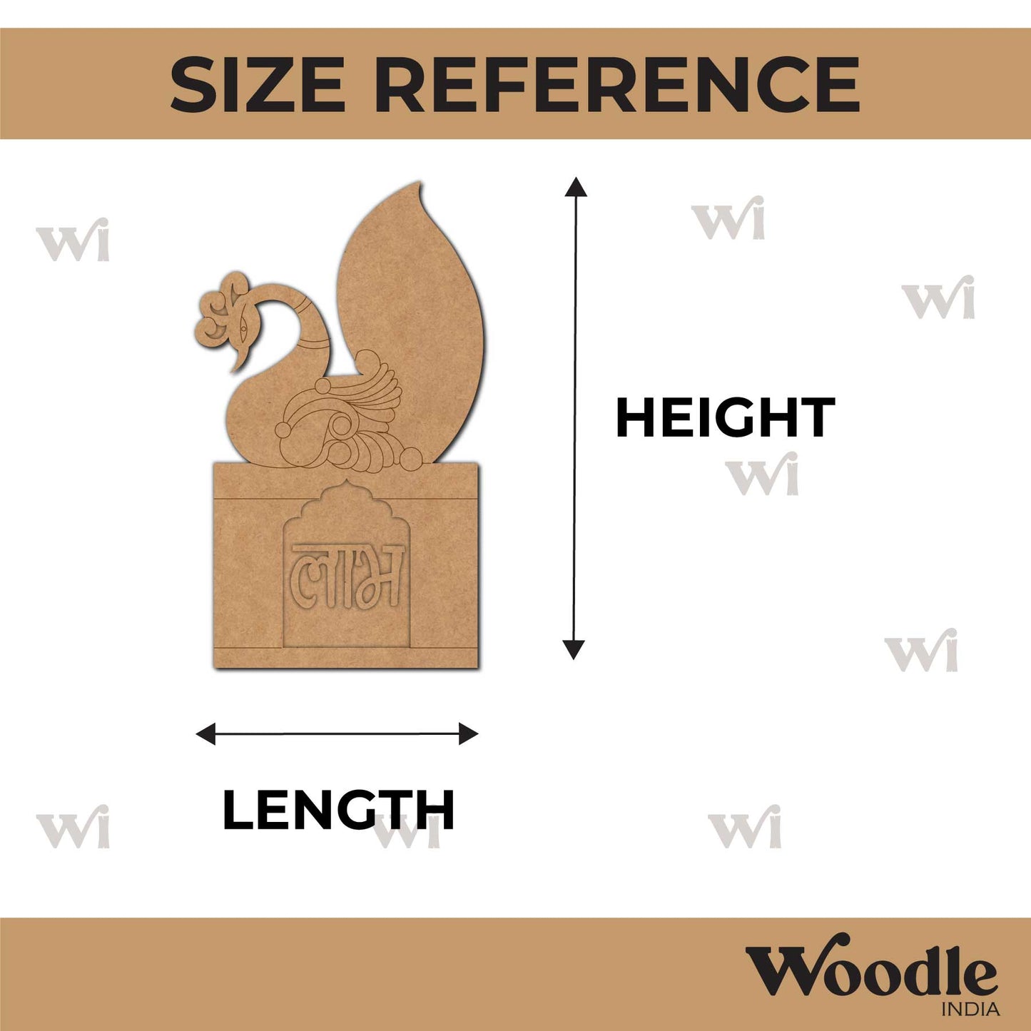 Peacock Shubh Labh Pre Marked Base MDF Design 1