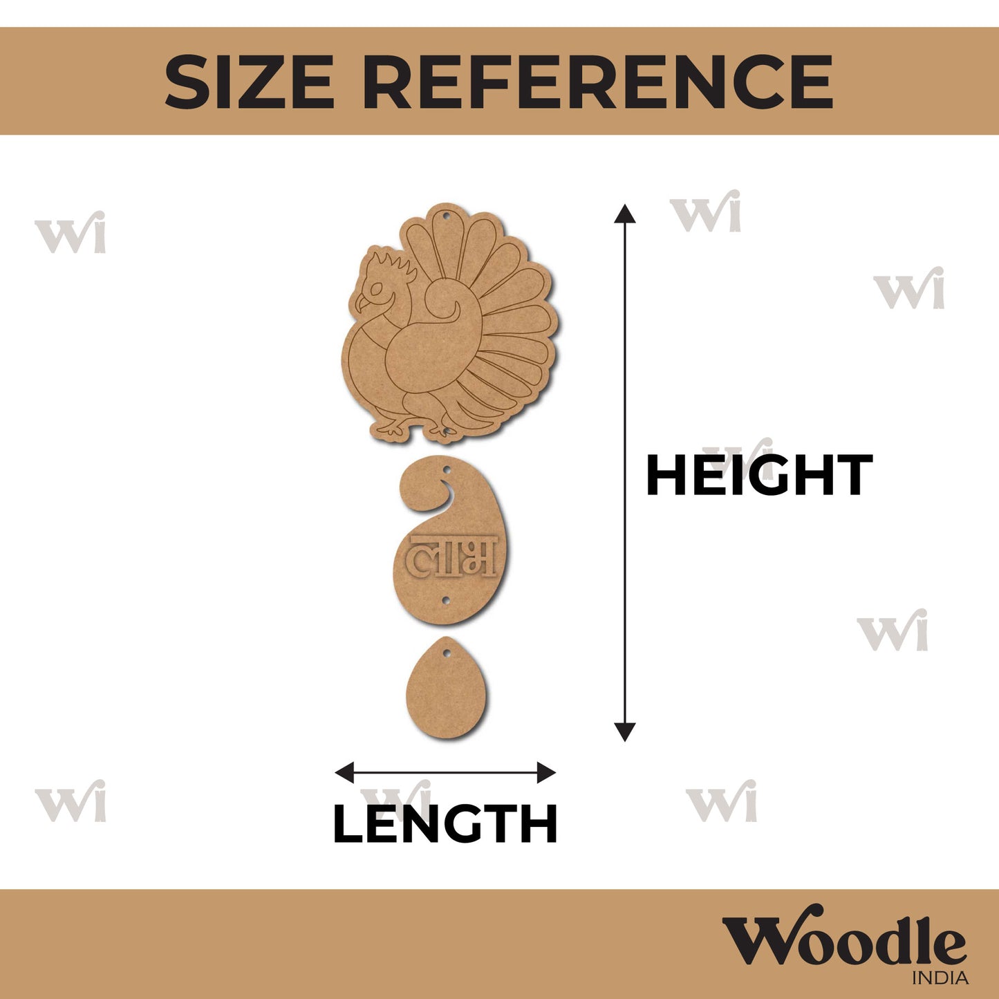Peacock Shubh Labh Pre Marked Base MDF Design 3