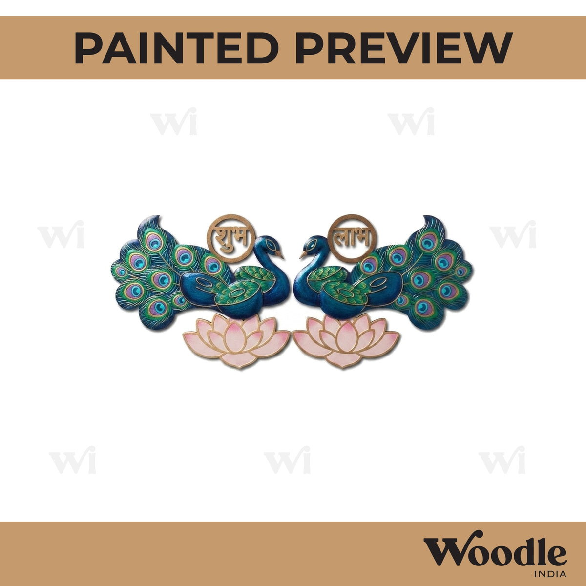 Peacock Shubh Labh Pre Marked MDF Design 1