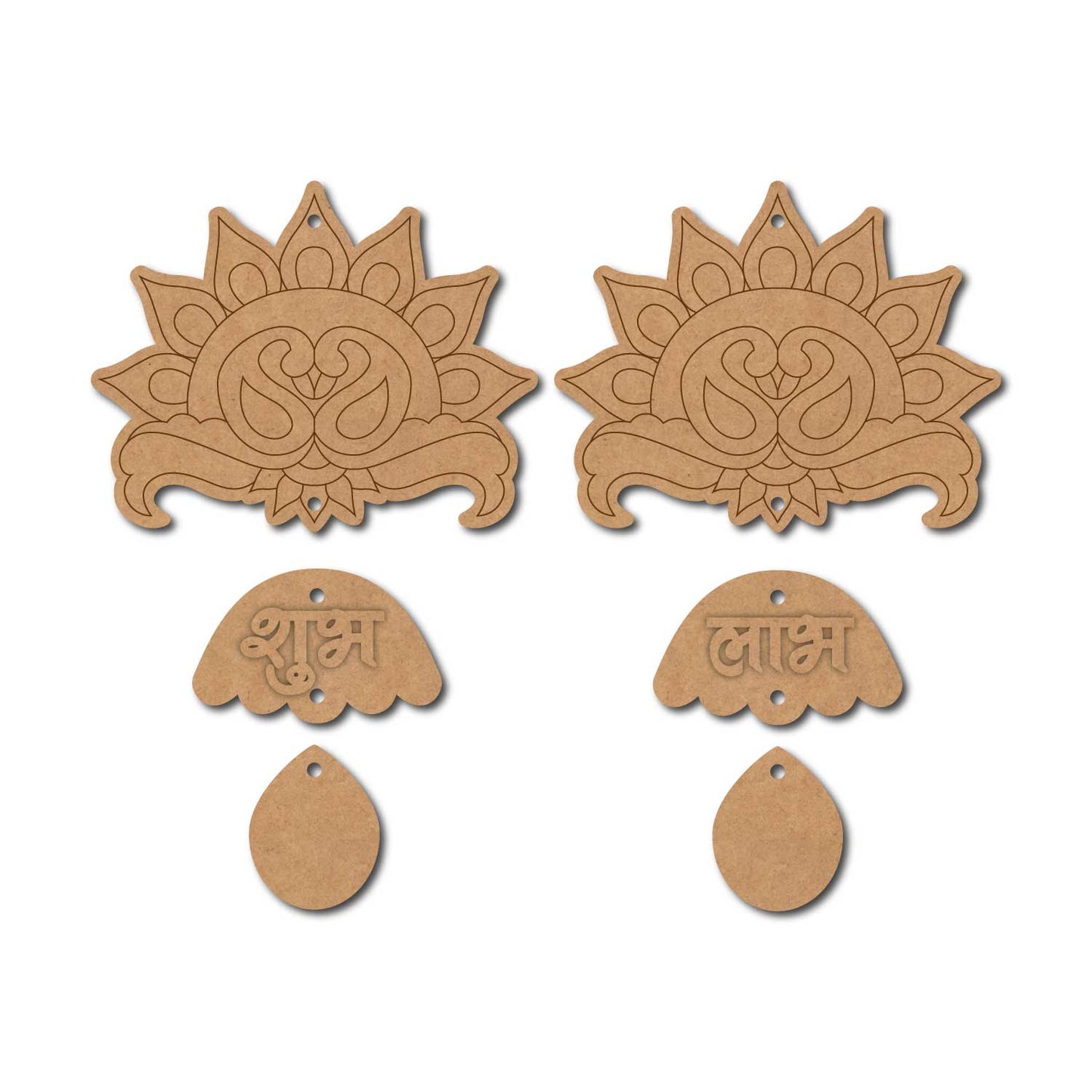 Peacock Shubh Labh Wall Hanging Pre Marked MDF Design 1