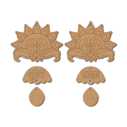 Peacock Shubh Labh Wall Hanging Pre Marked MDF Design 1