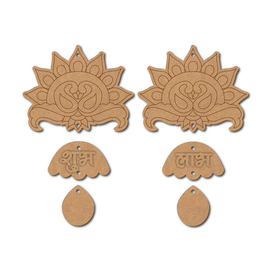Peacock Shubh Labh Wall Hanging Pre Marked MDF Design 1
