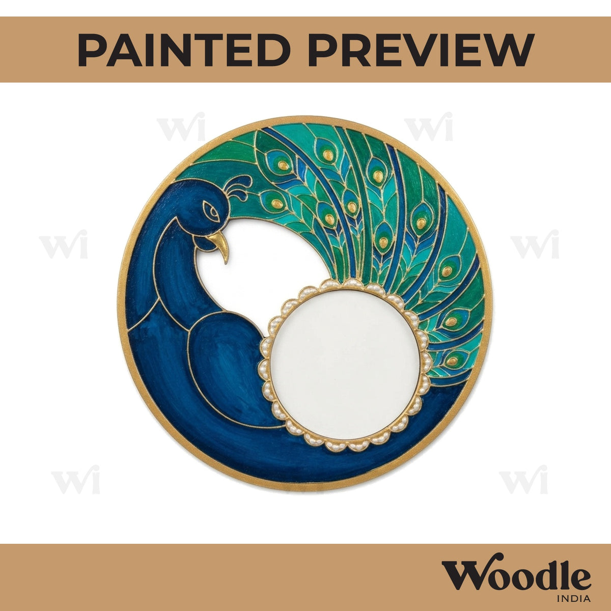 Peacock Diya Tealight Holder Pre Marked MDF Design 1