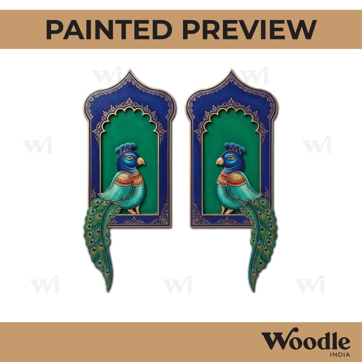 Peacock Jharokha Set Pre Marked MDF Design 1