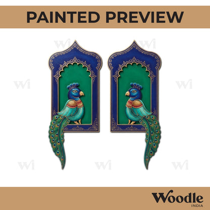 Peacock Jharokha Set Pre Marked MDF Design 1