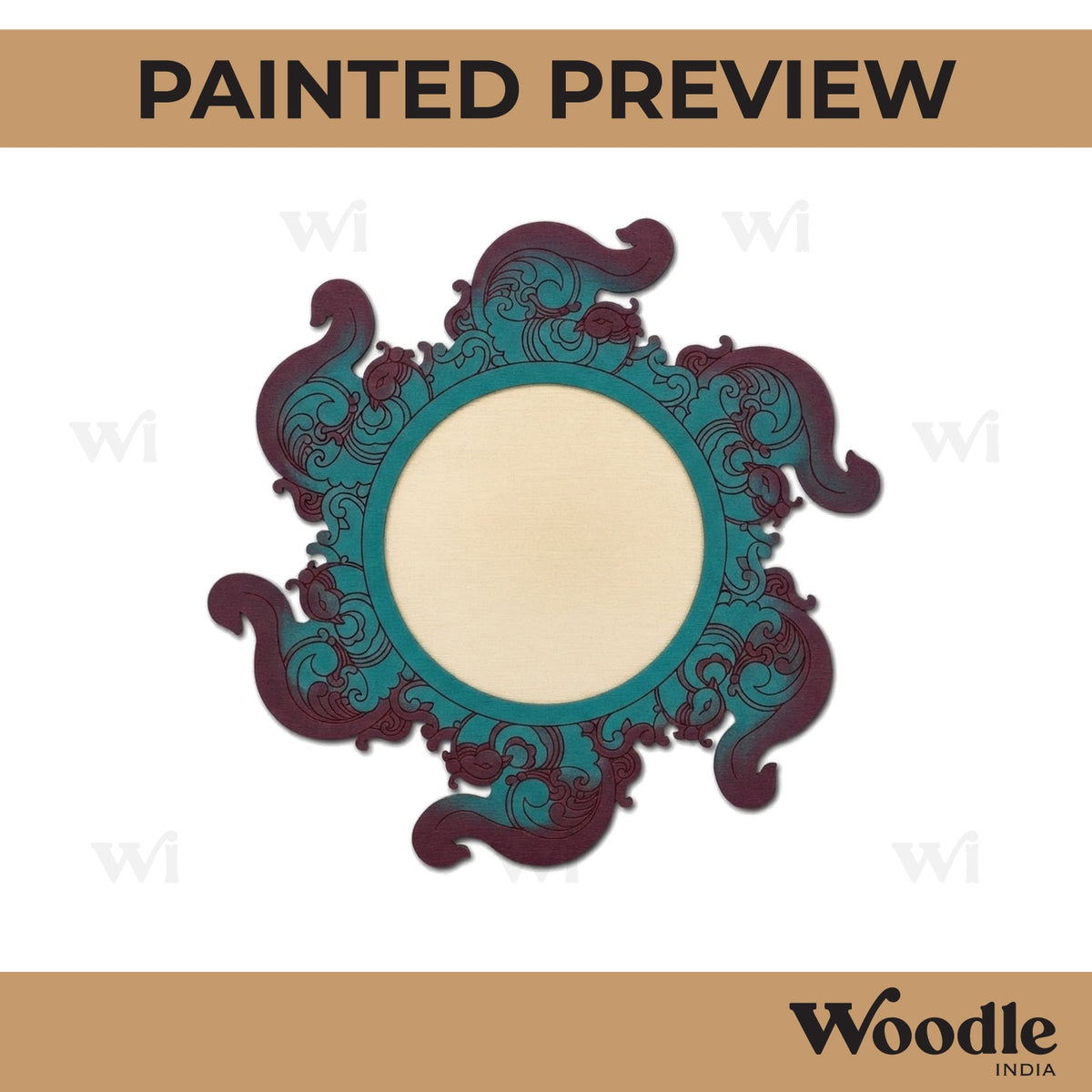 Peacock Mirror Pre Marked Base MDF Design 1
