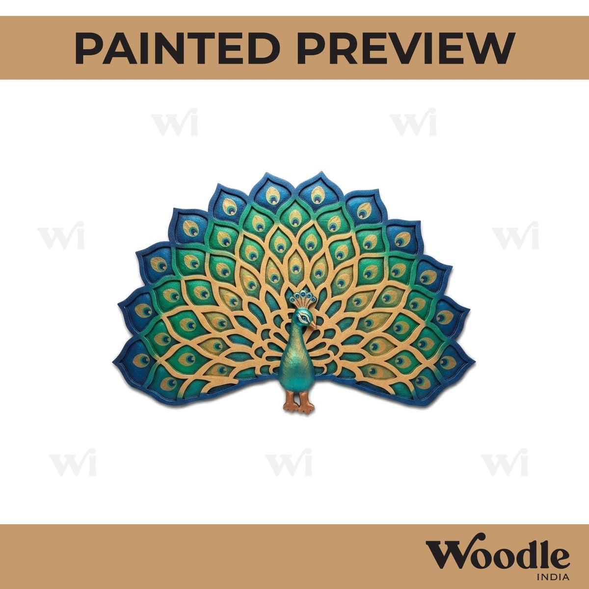 Peacock Reusable Rangoli Base MDF Design 1