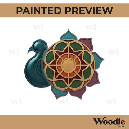Peacock Reusable Rangoli Base MDF Design 2