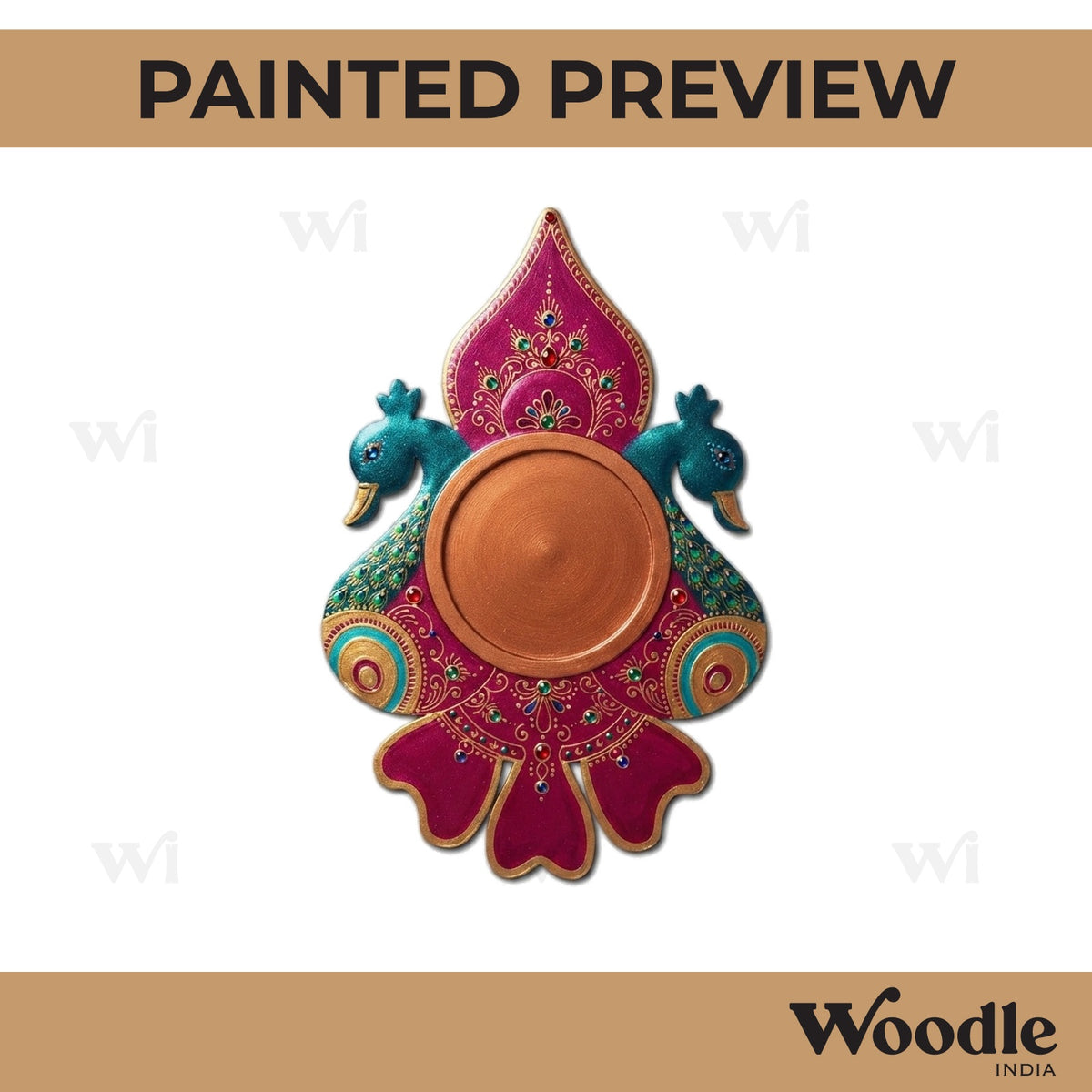 Peacocks Diya Tealight Holder Pre Marked MDF Design 1