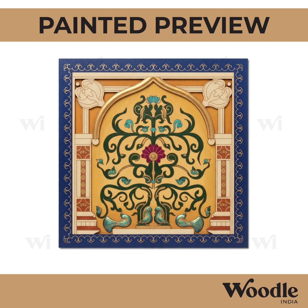 Peacocks Floral Lippan Art Pre Marked Square MDF Design 1