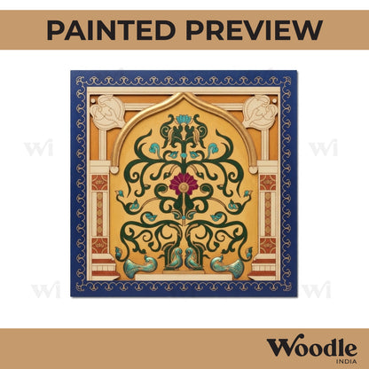 Peacocks Floral Lippan Art Pre Marked Square MDF Design 1