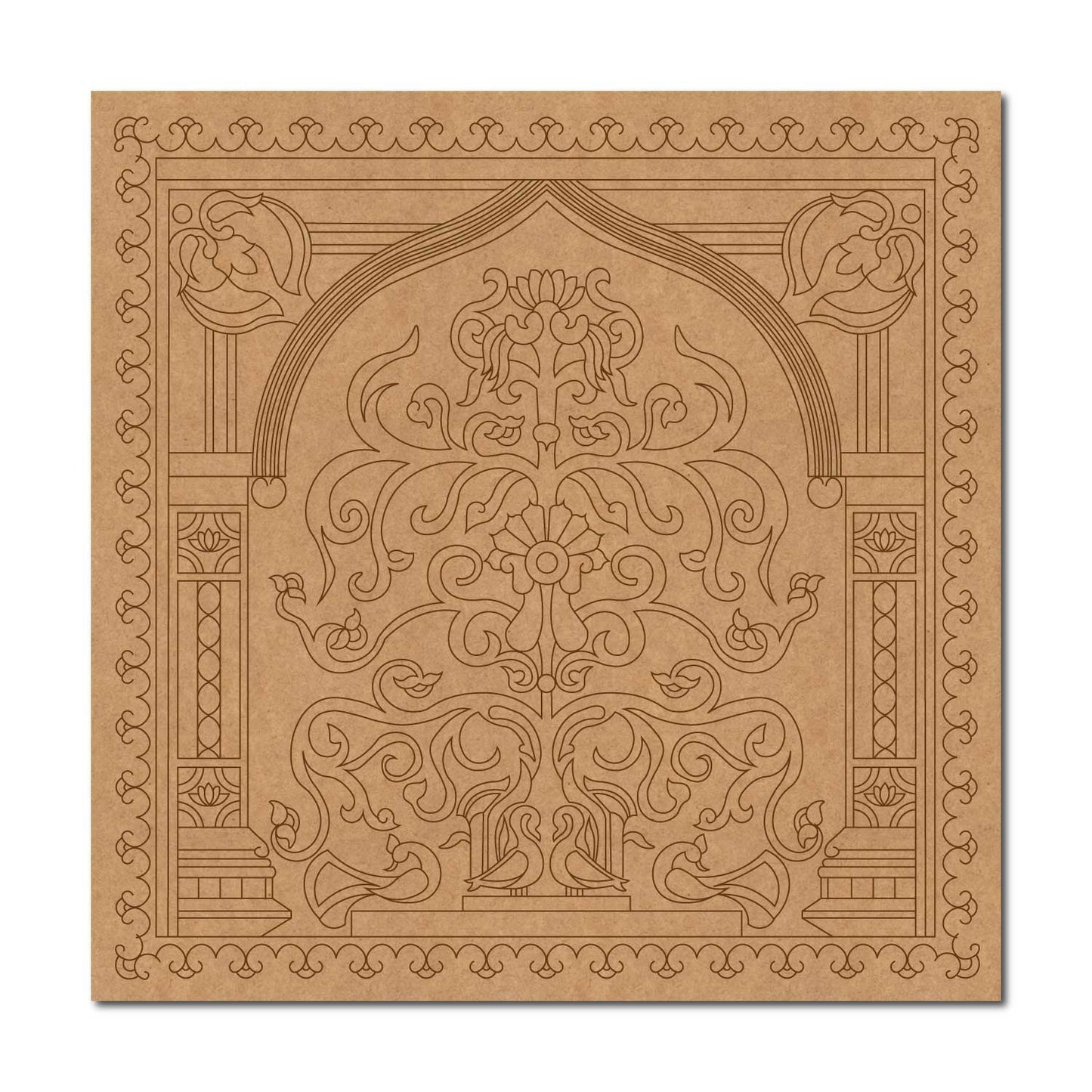 Peacocks Floral Lippan Art Pre Marked Square MDF Design 1