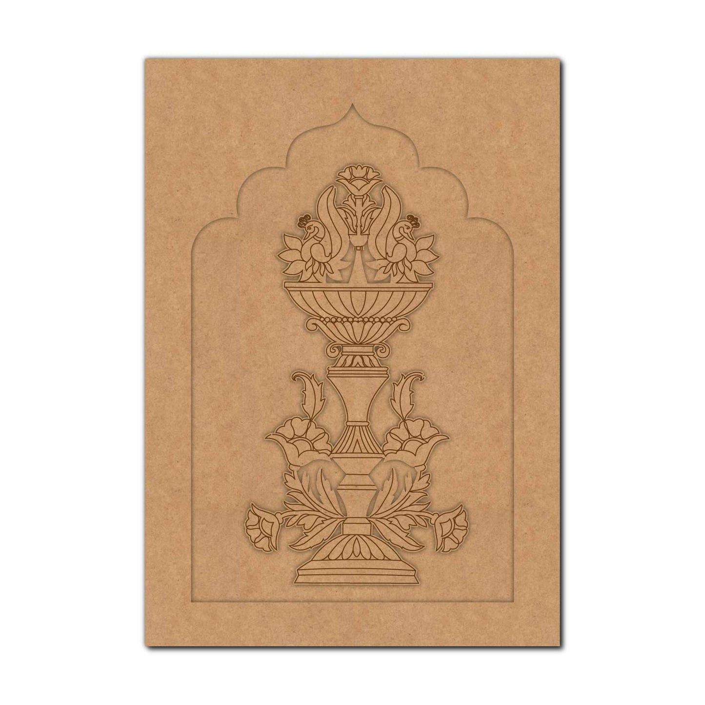 Peacocks Floral Motif Jharokha Pre Marked MDF Design 1