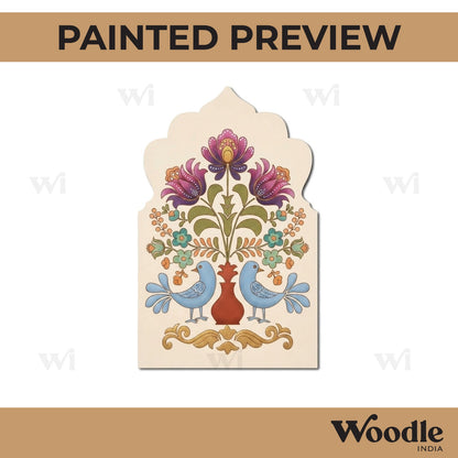 Peacocks Floral Motif Jharokha Pre Marked MDF Design 2