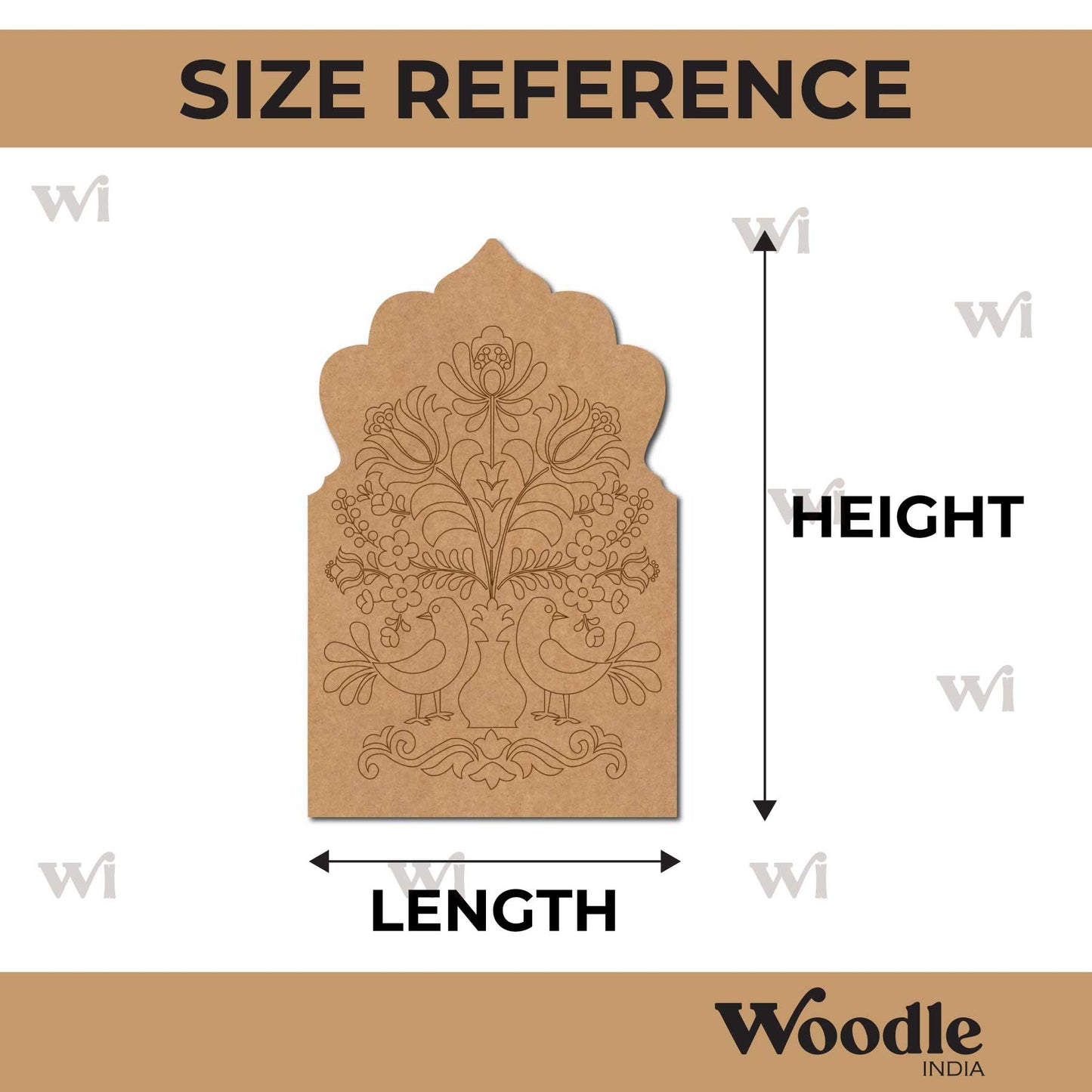 Peacocks Floral Motif Jharokha Pre Marked MDF Design 2