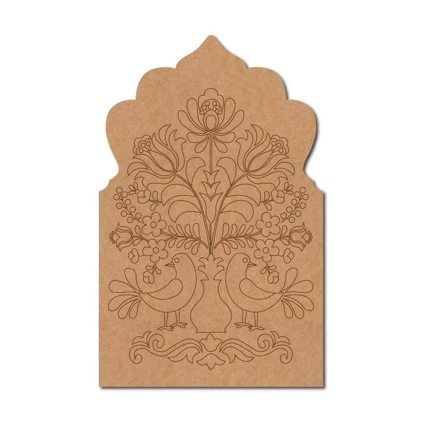Peacocks Floral Motif Jharokha Pre Marked MDF Design 2
