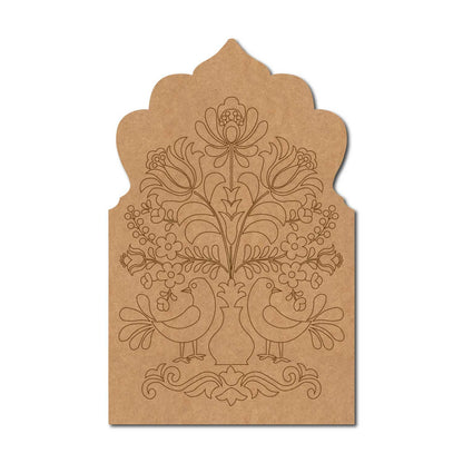 Peacocks Floral Motif Jharokha Pre Marked MDF Design 2
