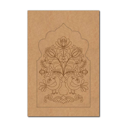 Peacocks Floral Motif Jharokha Pre Marked MDF Design 3