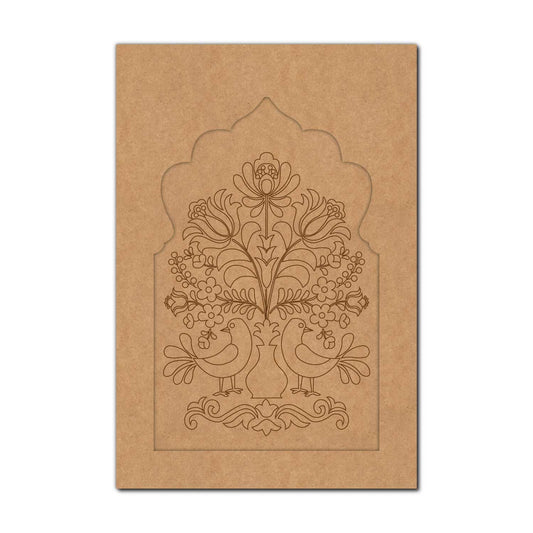 Peacocks Floral Motif Jharokha Pre Marked MDF Design 3