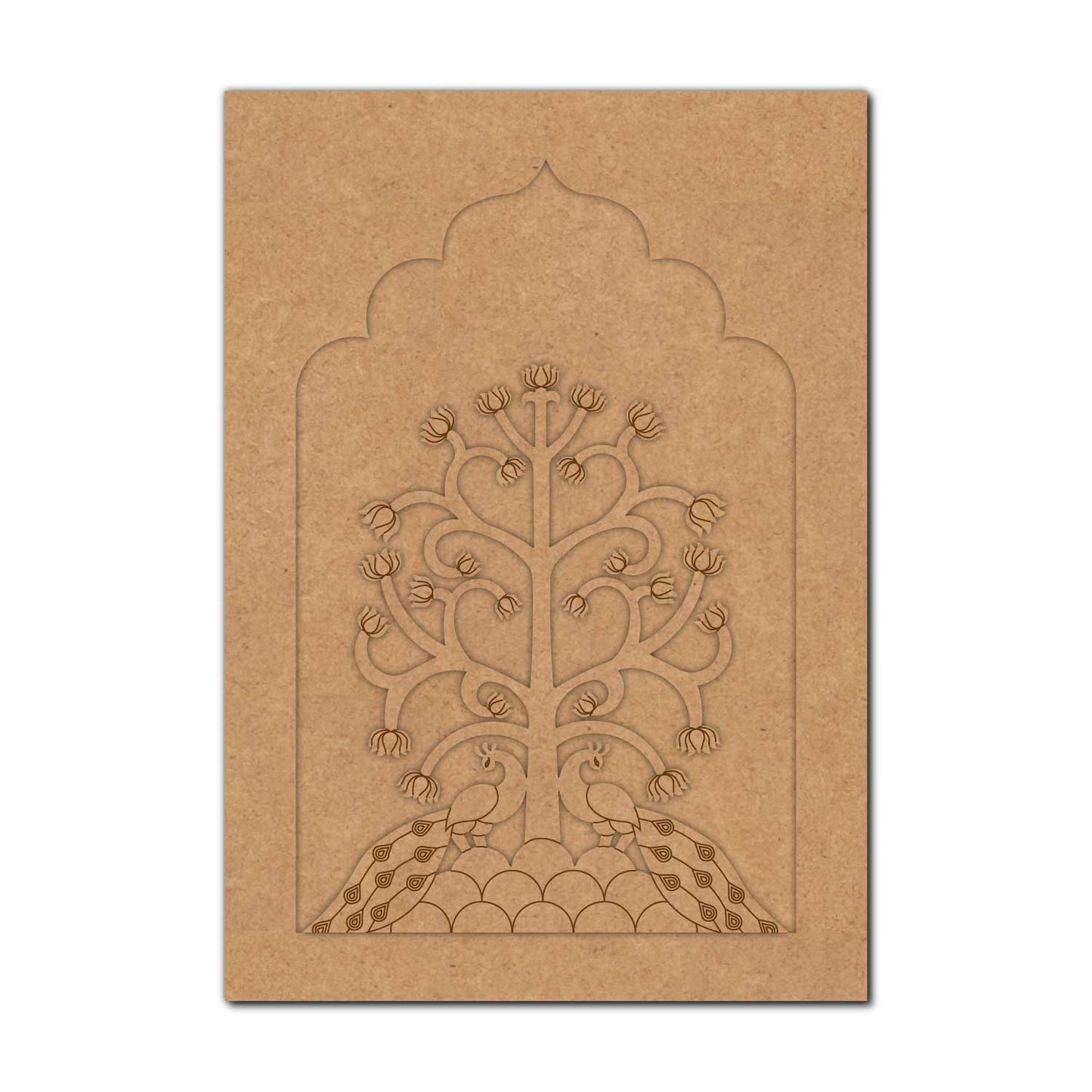 Peacocks Lotus Motif Jharokha Pre Marked MDF Design 1
