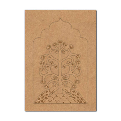 Peacocks Lotus Motif Jharokha Pre Marked MDF Design 1