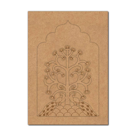 Peacocks Lotus Motif Jharokha Pre Marked MDF Design 1