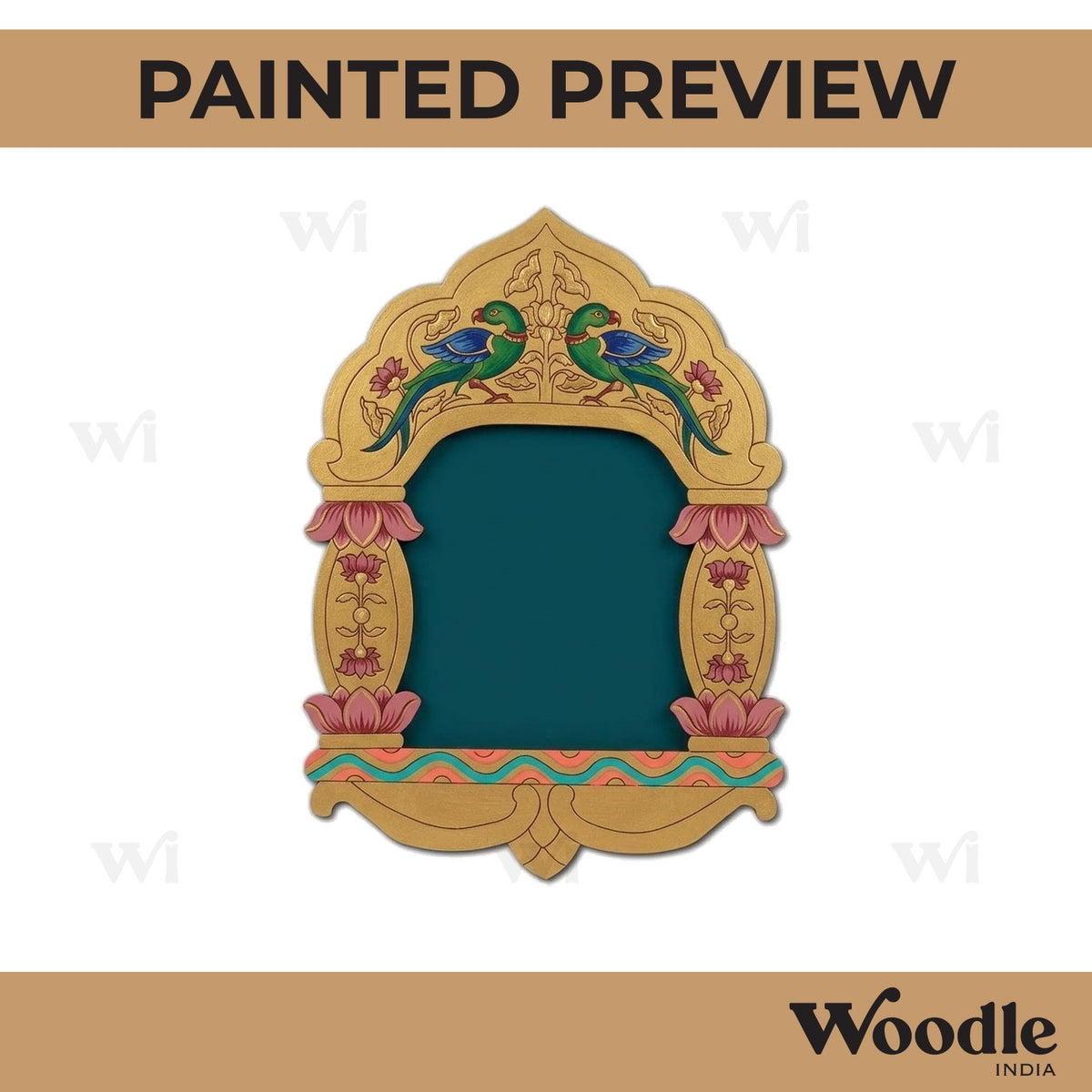 Peacocks Lotus Motif Jharokha Pre Marked MDF Design 2
