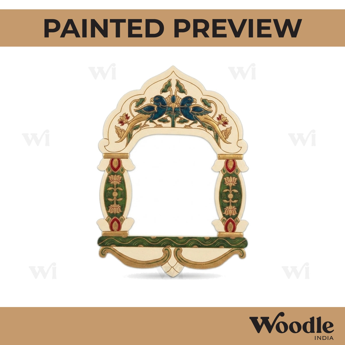 Peacocks Lotus Motif Jharokha Window Pre Marked MDF Design 1