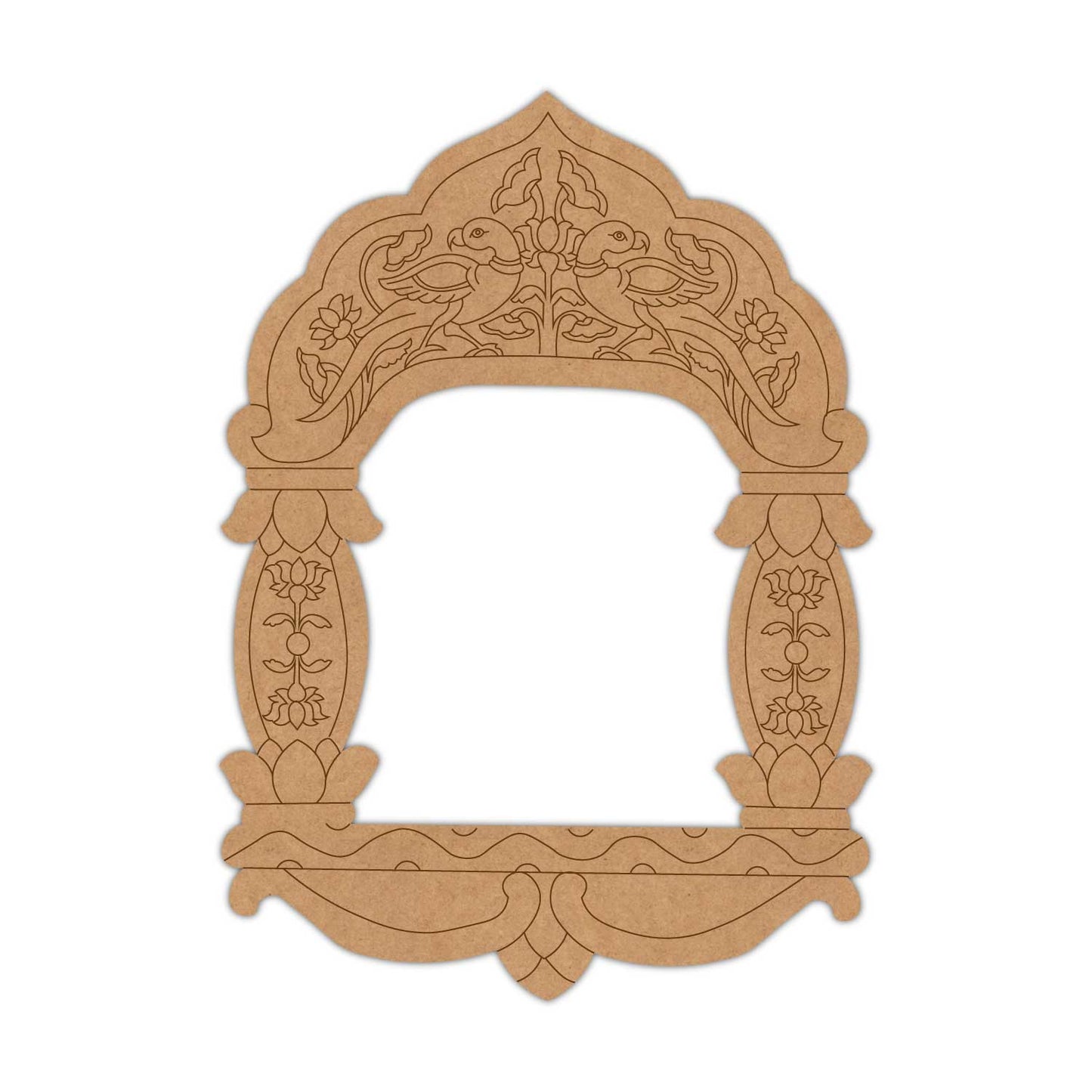 Peacocks Lotus Motif Jharokha Window Pre Marked MDF Design 1
