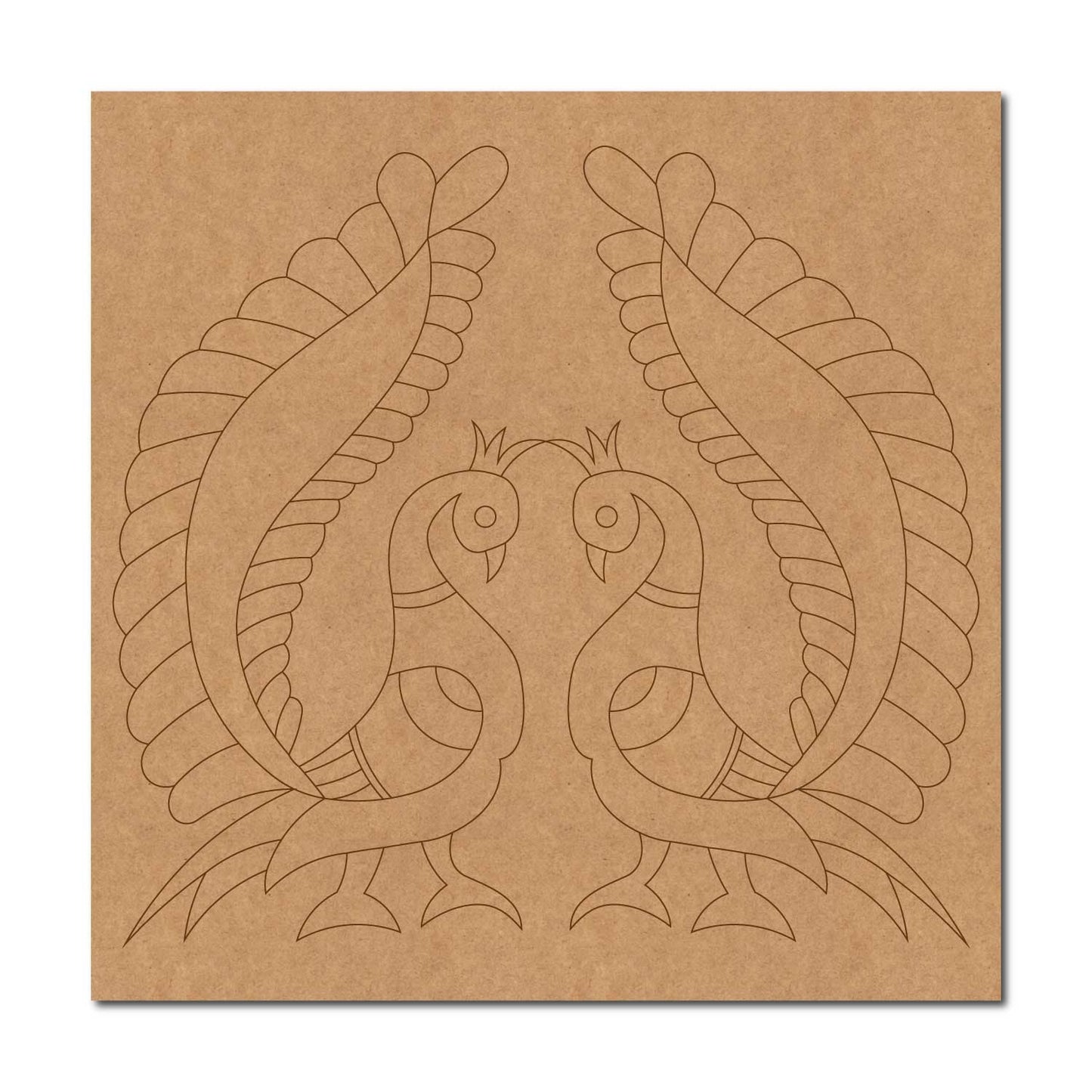 Peacocks Madhubani Pre Marked Base MDF Design 1