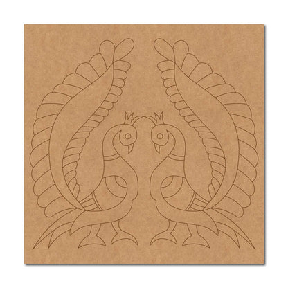 Peacocks Madhubani Pre Marked Base MDF Design 1