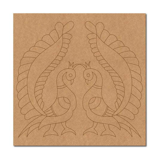 Peacocks Madhubani Pre Marked Base MDF Design 1