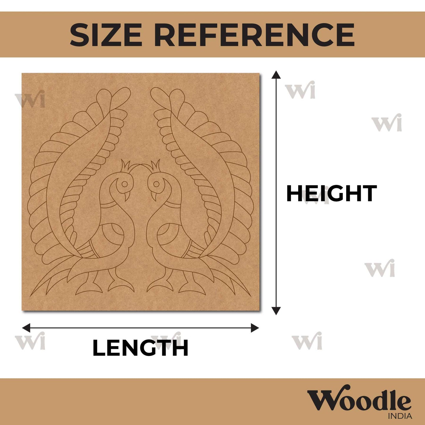 Peacocks Madhubani Pre Marked Base MDF Design 1