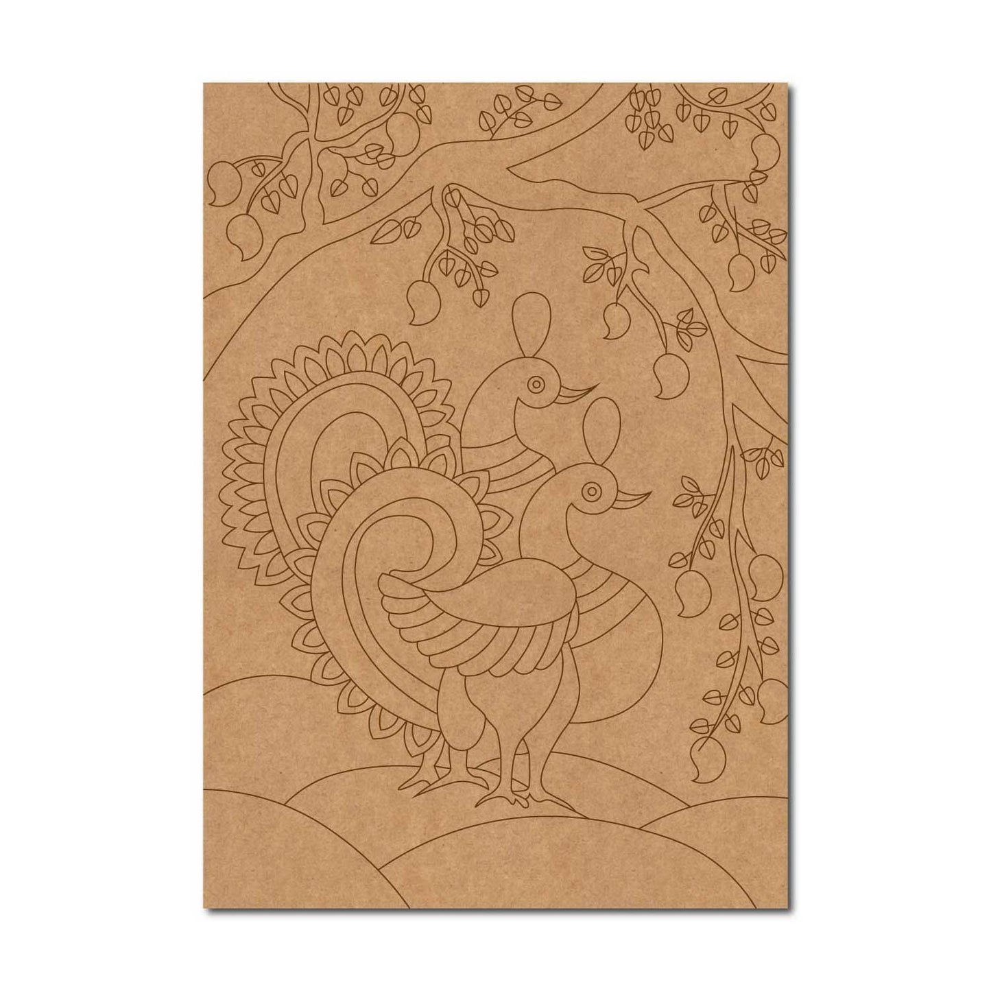 Peacocks Madhubani Pre Marked Base MDF Design 2