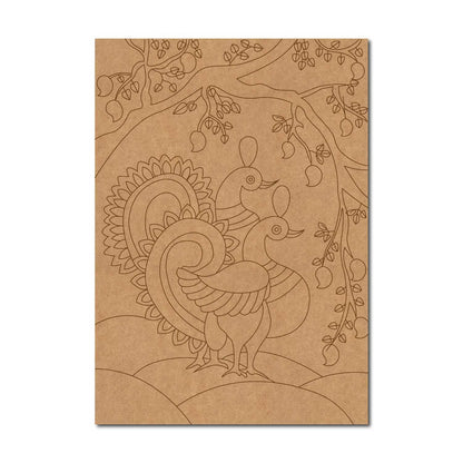 Peacocks Madhubani Pre Marked Base MDF Design 2