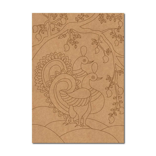 Peacocks Madhubani Pre Marked Base MDF Design 2