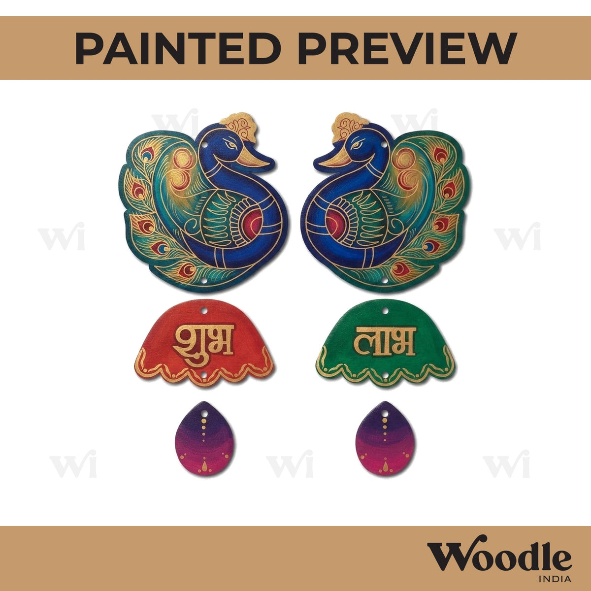 Peacocks Shubh Labh Pre Marked Base MDF Design 2