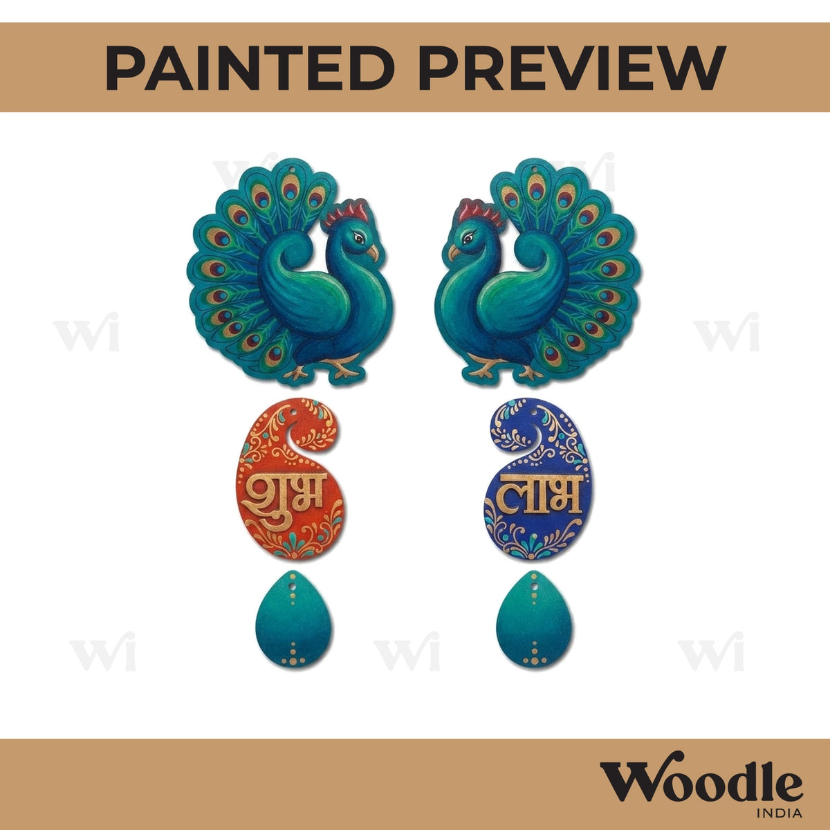 Peacocks Shubh Labh Pre Marked Base MDF Design 3