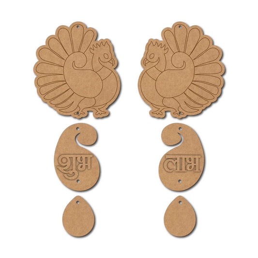 Peacock Shubh Labh Pre Marked Base MDF Design 3