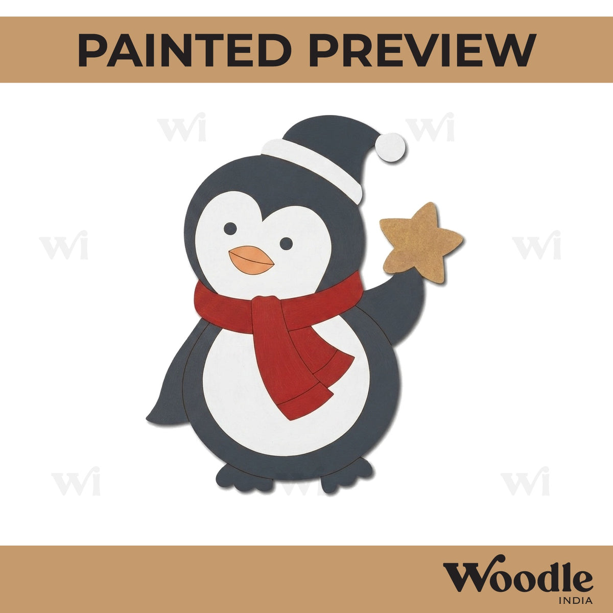 Penguin Christmas Pre Marked MDF Design 1