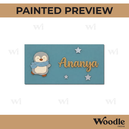 Penguin Kids Nameplate MDF Design 1